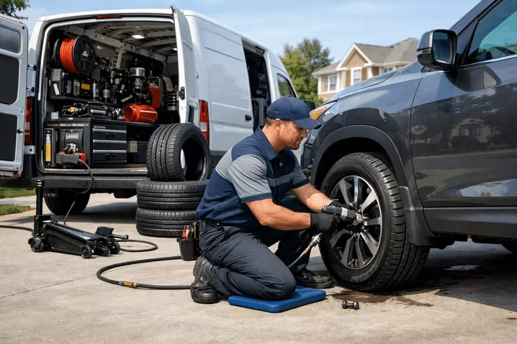 Mobile tyre fitting in Nad Al Sheba Dubai